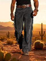 Altan – Lässige Retro Westernhose Mit Fransen – Grau
