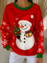 Tess - Weihnachts-Pullover mit Schneemann-Print – Mehrfarbig