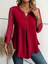 Yolanda - Elegances Langarm-Top mit raffiniertem – Burgund