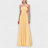 Mireille - Elegantes Maxikleid mit Plissee-Ausschnitt – Gelb
