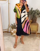 Rianna - Kleid mit abstraktem Druck – Schwarz (Fast ausverkauft)