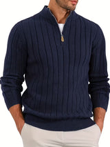 Yedidya - Lässiger Langarm Strick Pullover – Marineblau