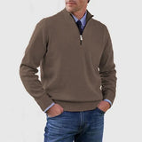 Ben | Modischer Warmer Pullover Mit Halbem Reißverschluss – Kaffee
