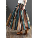 Camila - Mehrfarbig gestreifter Midirock im Boho-Stil – Streifen