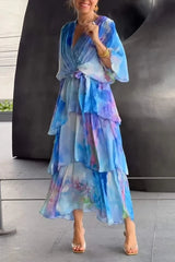 Cassia | Elegantes Chiffonkleid – Blau