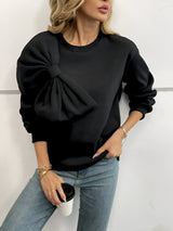 Delfine | Stylisches Sweatshirt mit großer Schleife – Schwarz