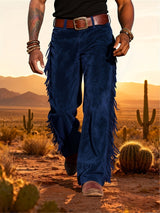 Altan – Lässige Retro Westernhose Mit Fransen – Blau
