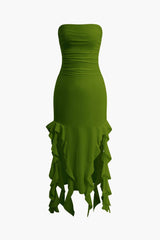 Sofia | Elegantes Bandeau-Maxikleid mit Volant-Details – Zeitlose Raffinesse – Grün