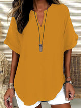 Xalina - Bluse mit weicher Haptik und Ausschnitt-Detail – Gelb