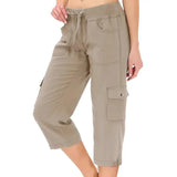Mileni - Bequeme Caprihose Mit Hoher Taille Und Praktischen Taschen – Khaki