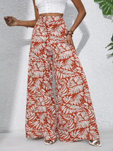 Jacinta | Boho Pflanzenprint Weite Hosen – Rot