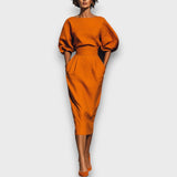 Alondra – Midi-Set aus Baumwoll-Leinen – Orange