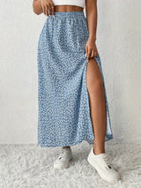 Aori – Elegante Maxiröcke mit hohem Bund und Blumenmuster – Hellblau