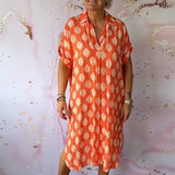 Laura - Cooles und leichtes Midi-Hemdkleid für den Sommer – Orange