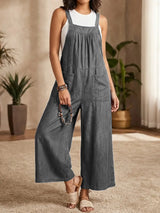 Solmira | Lässiger Denim-Jumpsuit mit Trägern – Dunkelgrau