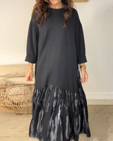Dragica – Kleid Mit Rundhalsausschnitt Und Unregelmäßigem Patchwork Drucken – Schwarz