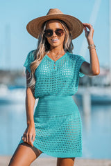 Tara | Strick-Badeanzug für Frauen – Pfau-Blau