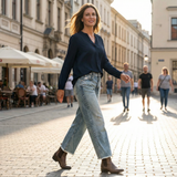 Zelda - Verkürzte Premium-Stretch-Jeans – Vintage Blau