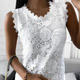 Intricate  Ärmellose Bluse aus Spitze – Weiß