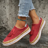 Tasselina™ – Stilvolle Damen Loafer mit dekorativen Quasten – Rot
