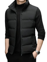 Wyatt | Schwarze Ärmellose Herren-Winter-Steppweste mit Reißverschluss – Schwarz
