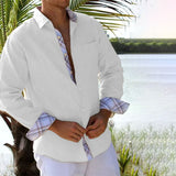 Leo – Herren Sommerhemd mit Kontrastdetails und Leinenanteil – Weiss