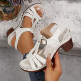 Bridget | Blockabsatz Atmungsaktiv Sandalen – Weiß
