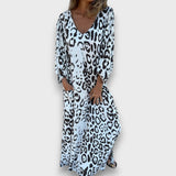 Abril – Maxikleid mit Animal-Print – Weiß
