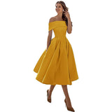 Romy - Elegantes Off-the-Shoulder Maxikleid mit Drapierung – Gelb