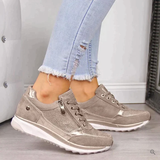 Anty | Glänzende Schnür-Sneaker – Beige