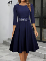 Damen Elegantes Abend Kleid | Midi – Tiefblau