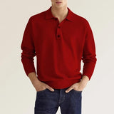 Leopold | Langarm-Poloshirt für Herren – Rot
