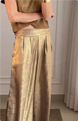 Gala - Weite Hose in Metallic-Gold – Khaki