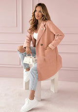 Olysera - Strukturierter Longmantel – Pink