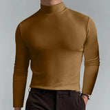 Glenn – schmal geschnittenes t-shirt mit hoher taille und langen armeln – Khaki