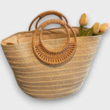 Aveline – Geflochtene Strohtasche für den Sommer – Beige