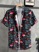 Tropisches 3D-Blumen-Hawaii-Hemd – Stil und Komfort in einem – Schwarz Rosa
