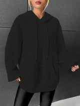 Viktoria - damen strickpullover mit kapuze – Schwarz