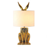Goldene Kaninchen Tischlampe – Originelle Designer-Leuchte mit Schirm – Gold