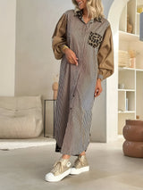 Arris | Stylisches Maxikleid mit Leopardenmuster & Streifen – Gemischt