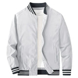 Jacke aus leichtem material mit reißverschluss und zweifarbigem design – Weiß