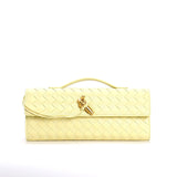 Geflochtene Damen Clutch aus Echtleder – Elegant & Vielseitig – hellgelb