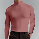 Glenn – schmal geschnittenes t-shirt mit hoher taille und langen armeln – Leuchtendes Rot