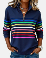 Trina-mae™ – Bequeme Striped Sweater – Blau
