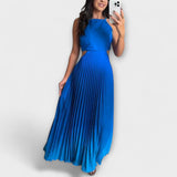 Haven - Stylish Backless Tie-Dye Maxi Dress – Blau