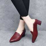 Minhora – Pumps Mit Blockabsatz Und Lederstickerei – Rot