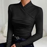 Clarinda™ Eleganter Gewickelter Stil – Schwarz