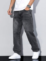 Herren Lässige Relaxed Fit Jeans – Schwarz