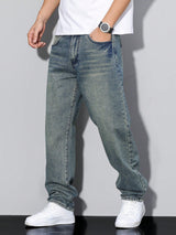 Herren Lässige Relaxed Fit Jeans – Hellgrau