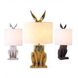 Goldene Kaninchen Tischlampe – Originelle Designer-Leuchte mit Schirm – Schwarz